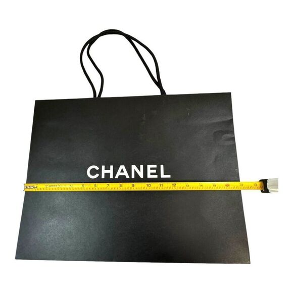 Chanel Black Shopping Bag With Rope Handles 17x13 Authentic Tote Gift Storage - Picture 4 of 5